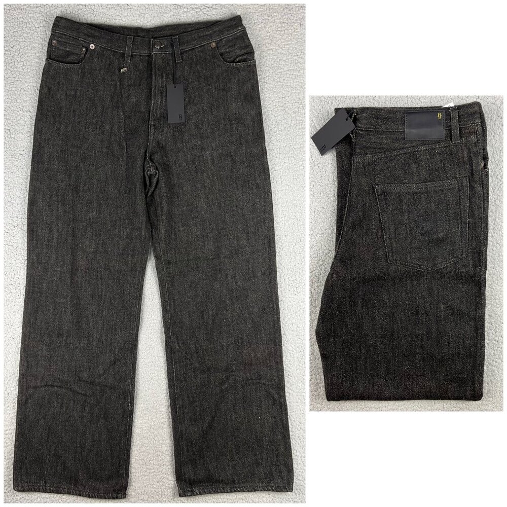 R13 Jeans Womens 26 Pants Koze Rinsed Black Damon Pleated Wide Leg Baggy Denim 6